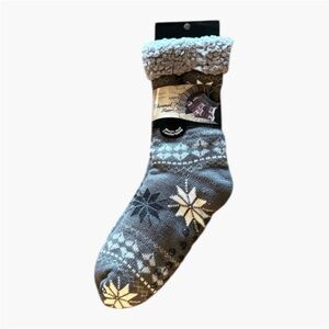 Fashion by Mirabeau Grey Thermal Knit Slipper Socks Women’s OS Sherpa Fleece